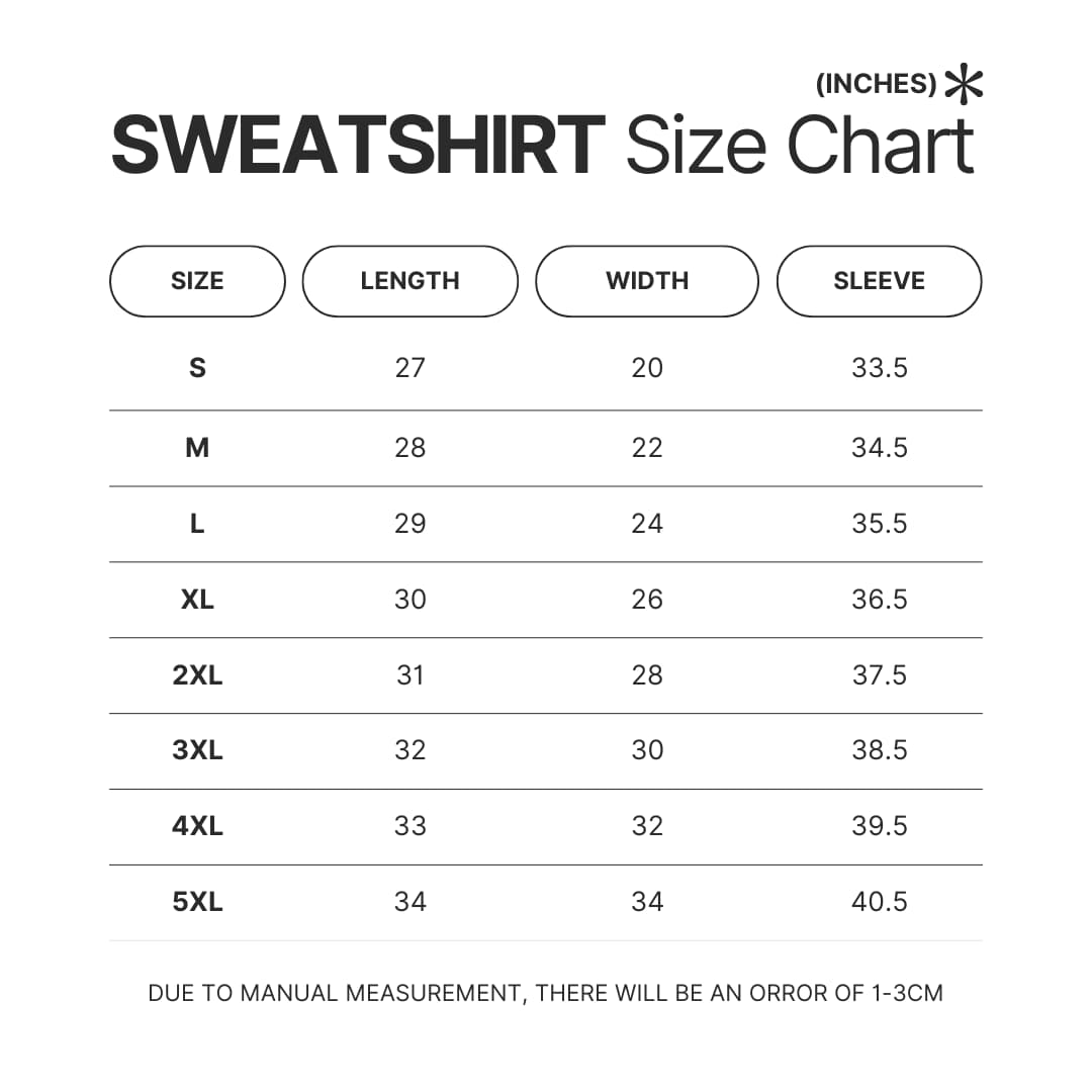 Sweatshirt Size Chart - VanossGaming Merch