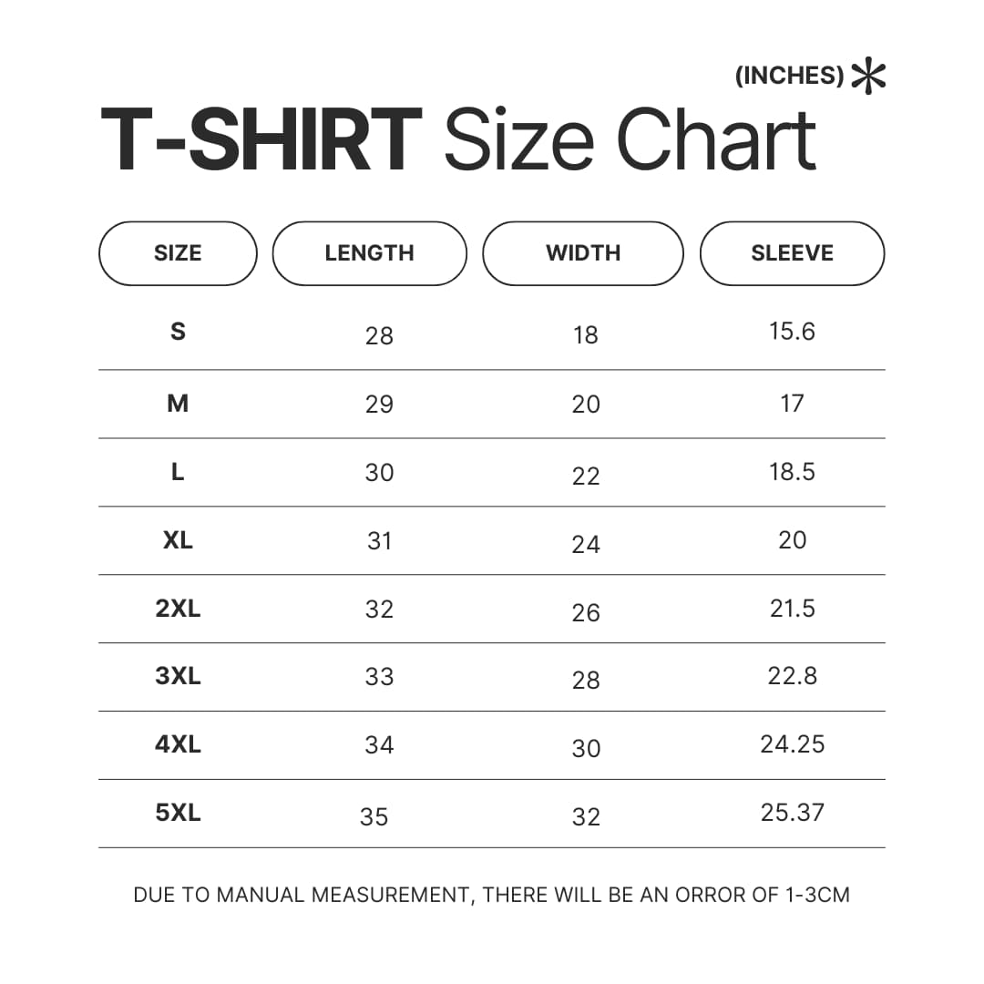 T shirt Size Chart - VanossGaming Merch